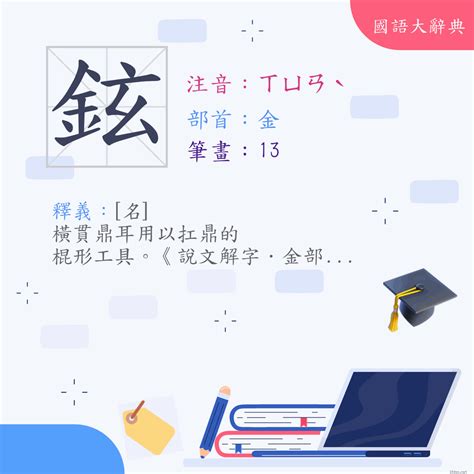 鉉 意思|漢字:鉉 (注音:ㄒㄩㄢˋ,部首:金) 